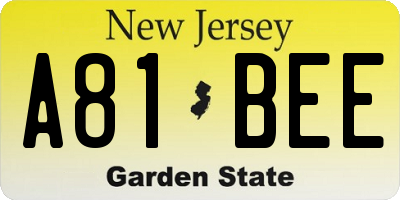 NJ license plate A81BEE
