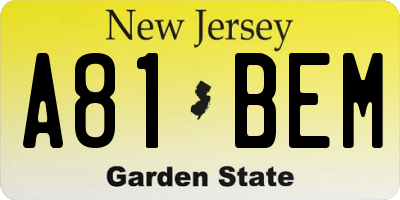 NJ license plate A81BEM