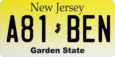 NJ license plate A81BEN