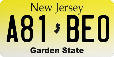 NJ license plate A81BEO