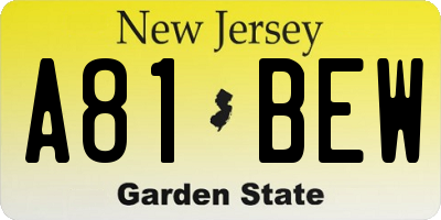 NJ license plate A81BEW