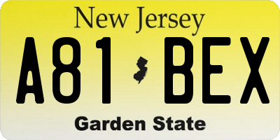 NJ license plate A81BEX