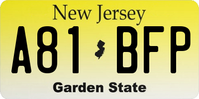 NJ license plate A81BFP