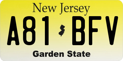 NJ license plate A81BFV
