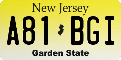 NJ license plate A81BGI