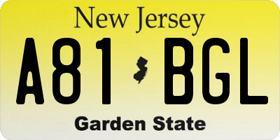 NJ license plate A81BGL