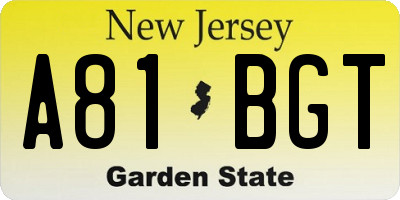 NJ license plate A81BGT