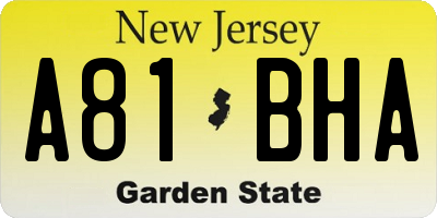 NJ license plate A81BHA
