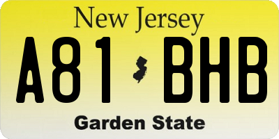 NJ license plate A81BHB
