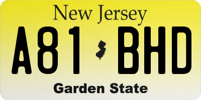 NJ license plate A81BHD