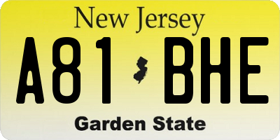 NJ license plate A81BHE