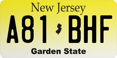 NJ license plate A81BHF