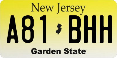 NJ license plate A81BHH