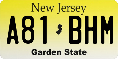 NJ license plate A81BHM
