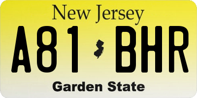 NJ license plate A81BHR