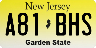 NJ license plate A81BHS