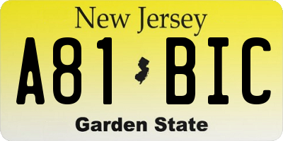 NJ license plate A81BIC