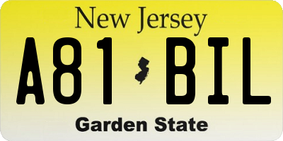 NJ license plate A81BIL