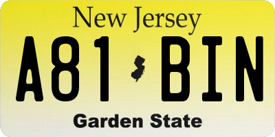 NJ license plate A81BIN