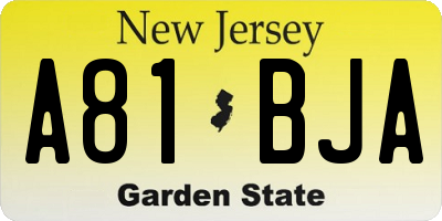 NJ license plate A81BJA