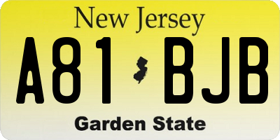 NJ license plate A81BJB
