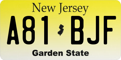 NJ license plate A81BJF