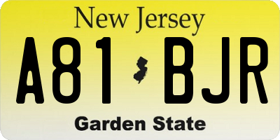NJ license plate A81BJR