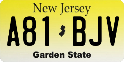 NJ license plate A81BJV