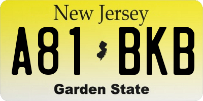 NJ license plate A81BKB