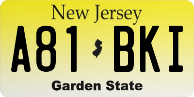 NJ license plate A81BKI