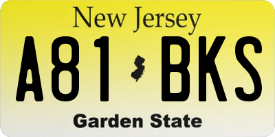 NJ license plate A81BKS