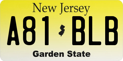 NJ license plate A81BLB