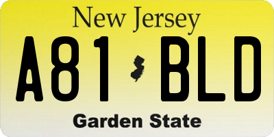 NJ license plate A81BLD
