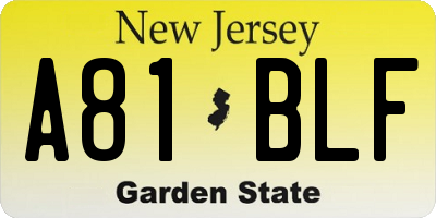 NJ license plate A81BLF