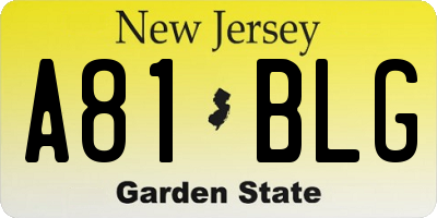 NJ license plate A81BLG