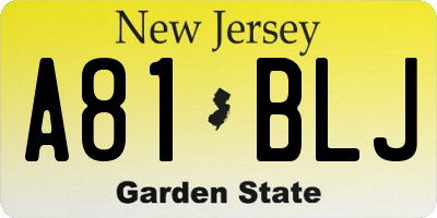 NJ license plate A81BLJ