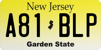 NJ license plate A81BLP