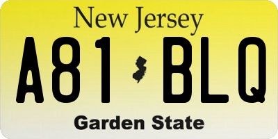 NJ license plate A81BLQ
