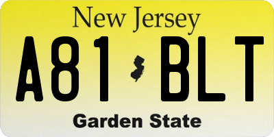 NJ license plate A81BLT