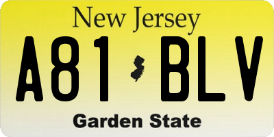 NJ license plate A81BLV