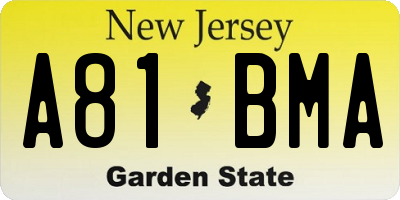 NJ license plate A81BMA
