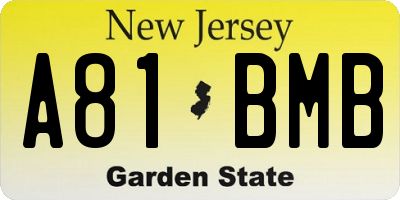 NJ license plate A81BMB