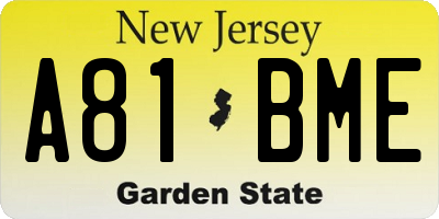 NJ license plate A81BME
