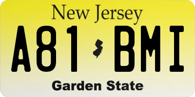 NJ license plate A81BMI