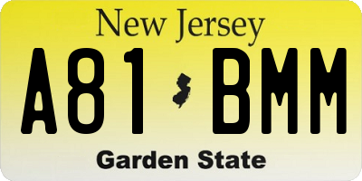 NJ license plate A81BMM