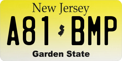 NJ license plate A81BMP