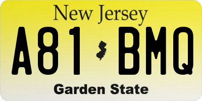 NJ license plate A81BMQ