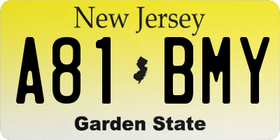 NJ license plate A81BMY
