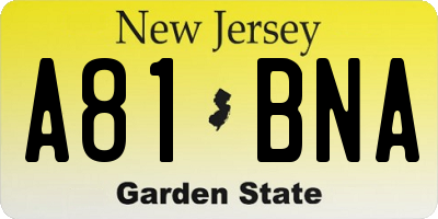 NJ license plate A81BNA