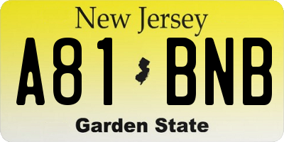 NJ license plate A81BNB